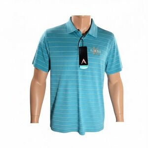 Antigua Desert Dry Polo Golf Shirt Large Korbel NBC Sports Blue-Green White NWT